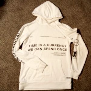 Streetwear White Hoodie “Time is a Currency” Very fly!